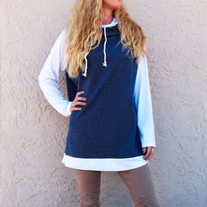 NWT Oversized Navy Soft Waffle Layered Look Hoodie